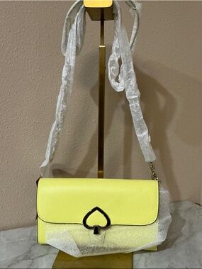 kate spade Yellow Heart-Accent Leather Wallet Crossbody Bag With Removable Strap